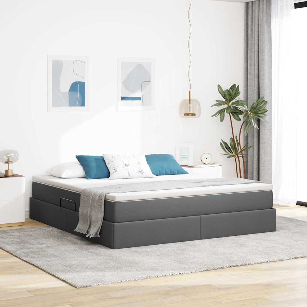 Letto con contenitore e materasso Grigio scuro 160 x 200 cm | homemem39