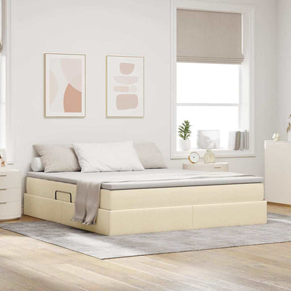 Letto con contenitore e materasso Crema 160 x 200 cm Poliestere | homemem39