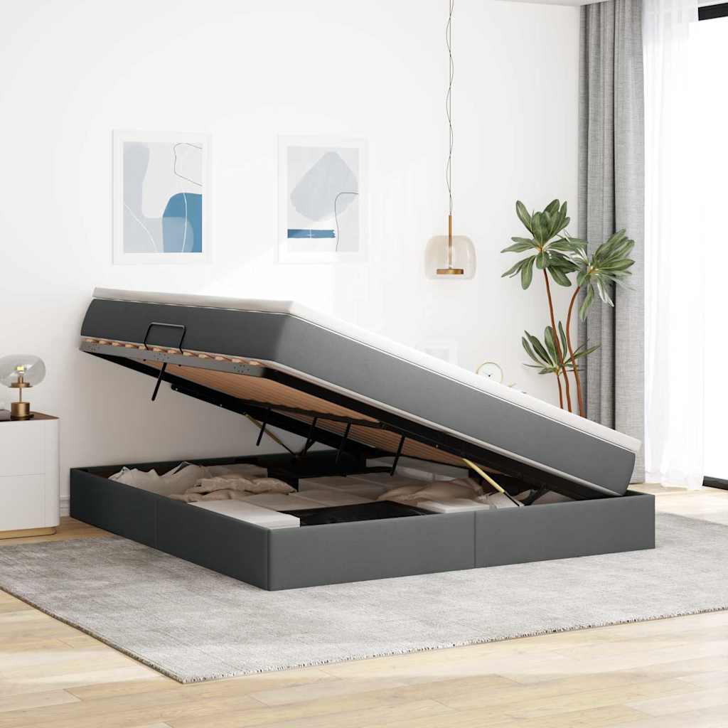 Letto con contenitore e materasso Grigio scuro 180 x 200 cm | homemem39