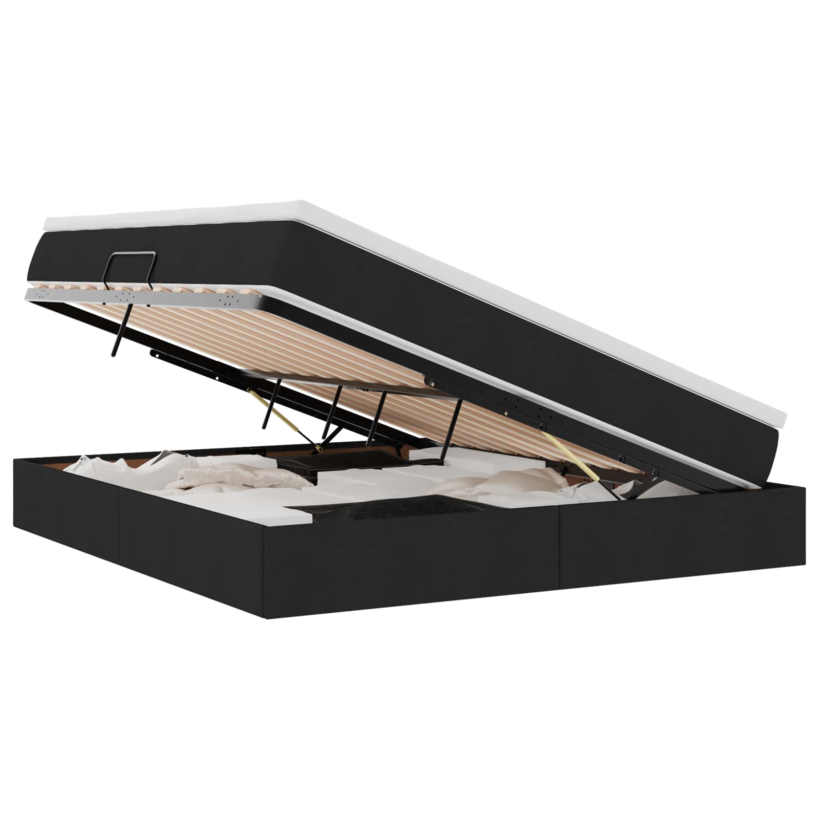 Letto con contenitore e materasso Nero 180 x 200 cm Poliestere | homemem39