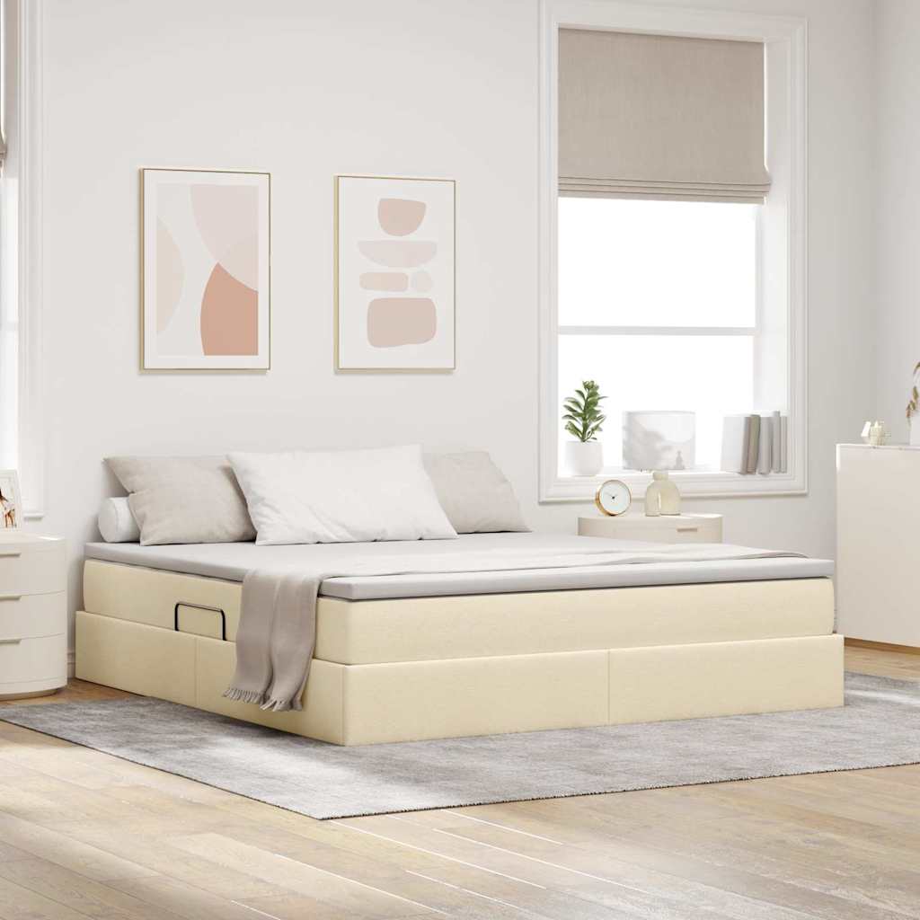 Letto con contenitore e materasso Crema 180 x 200 cm Poliestere | homemem39
