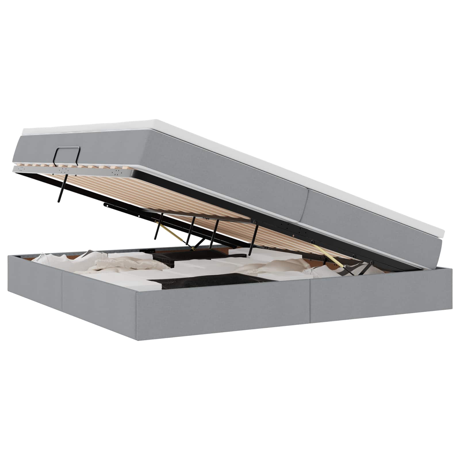 Letto con contenitore e materasso Grigio chiaro 200 x 200 cm | homemem39