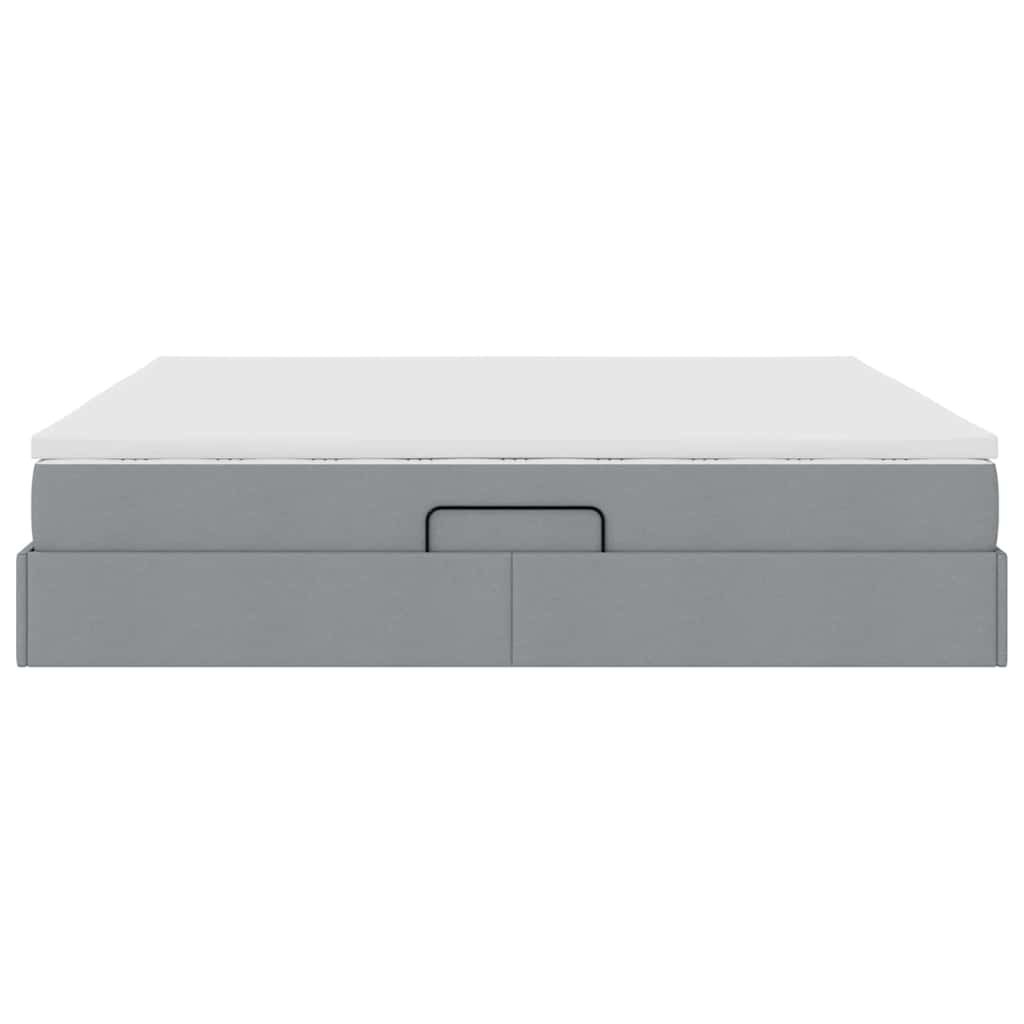 Letto con contenitore e materasso Grigio chiaro 200 x 200 cm