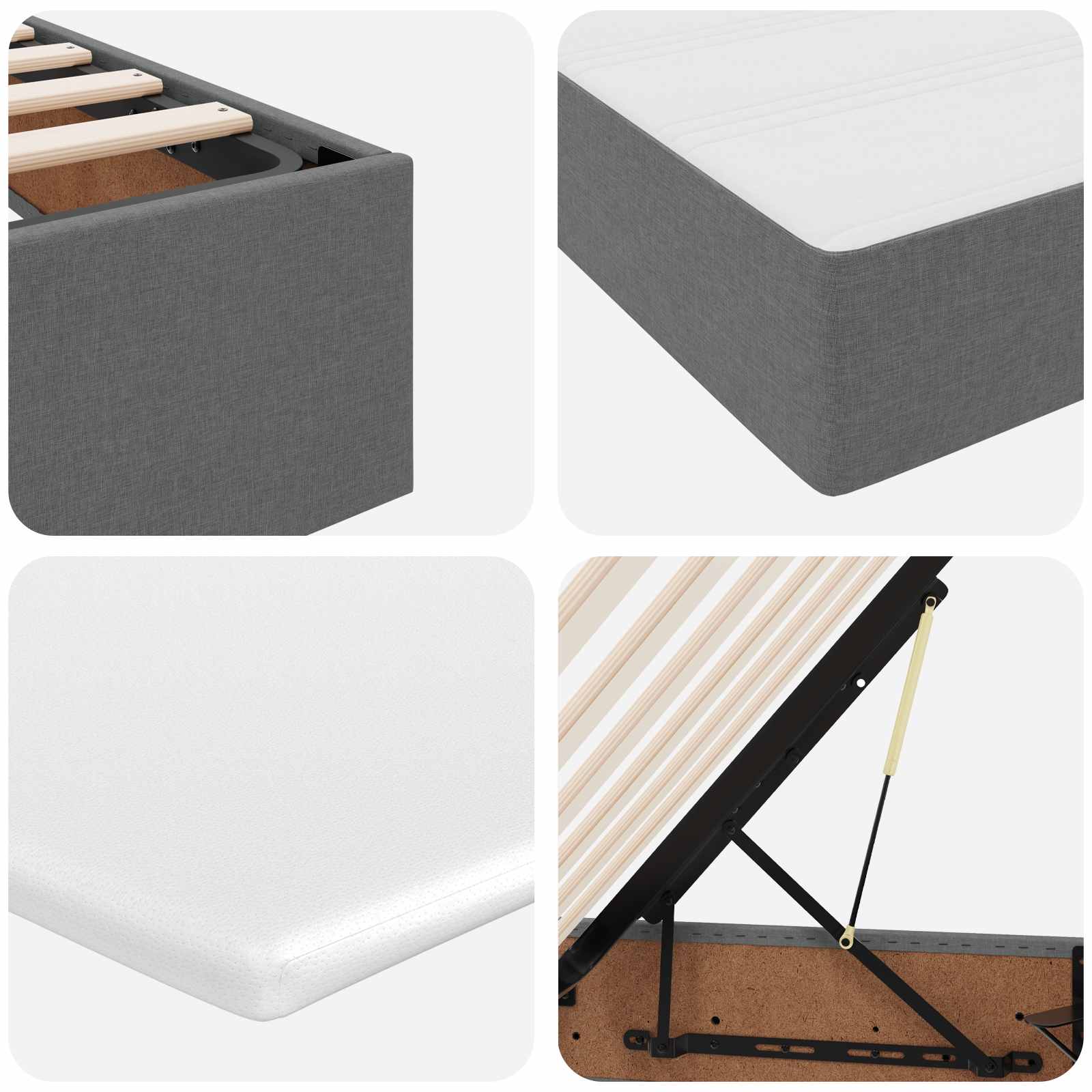 Letto con contenitore e materasso Grigio scuro 200 x 200 cm | homemem39