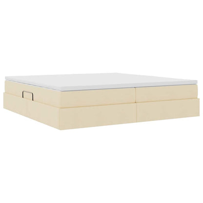 Letto con contenitore e materasso Crema 200 x 200 cm Poliestere | homemem39