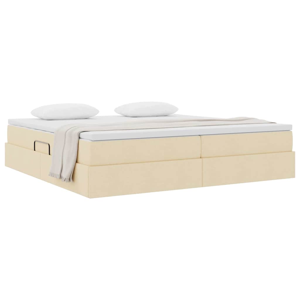Letto con contenitore e materasso Crema 200 x 200 cm Poliestere | homemem39