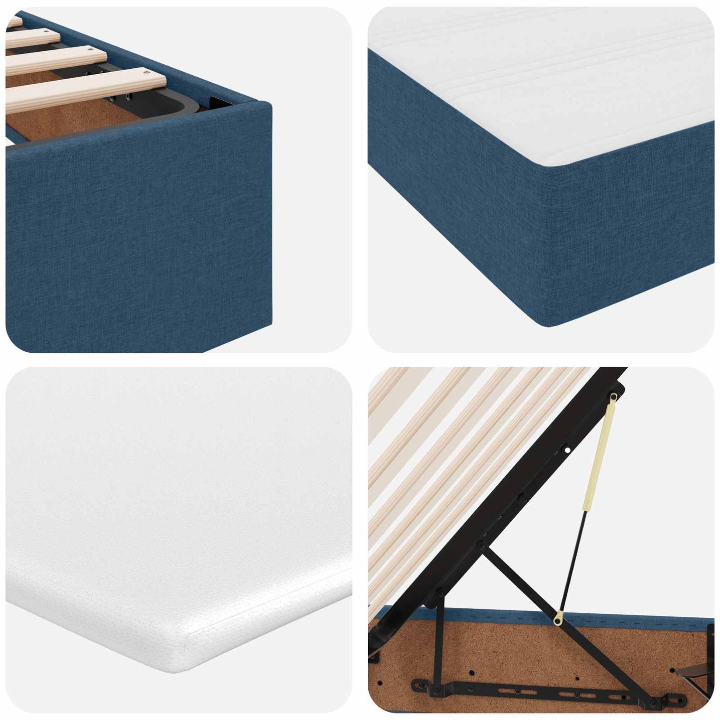 Letto con contenitore e materasso Blu 200 x 200 cm Poliestere | homemem39