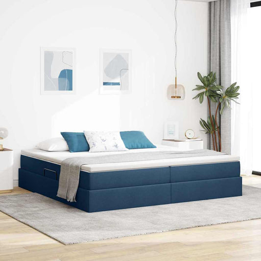 Letto con contenitore e materasso Blu 200 x 200 cm Poliestere | homemem39