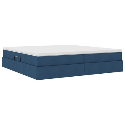 Letto con contenitore e materasso Blu 200 x 200 cm Poliestere | homemem39