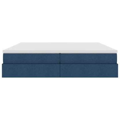 Letto con contenitore e materasso Blu 200 x 200 cm Poliestere | homemem39