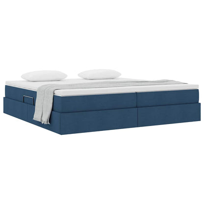 Letto con contenitore e materasso Blu 200 x 200 cm Poliestere | homemem39