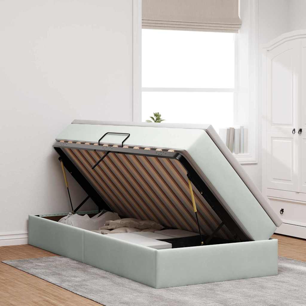 Letto con contenitore e materasso Grigio chiaro 90 x 190 cm | homemem39