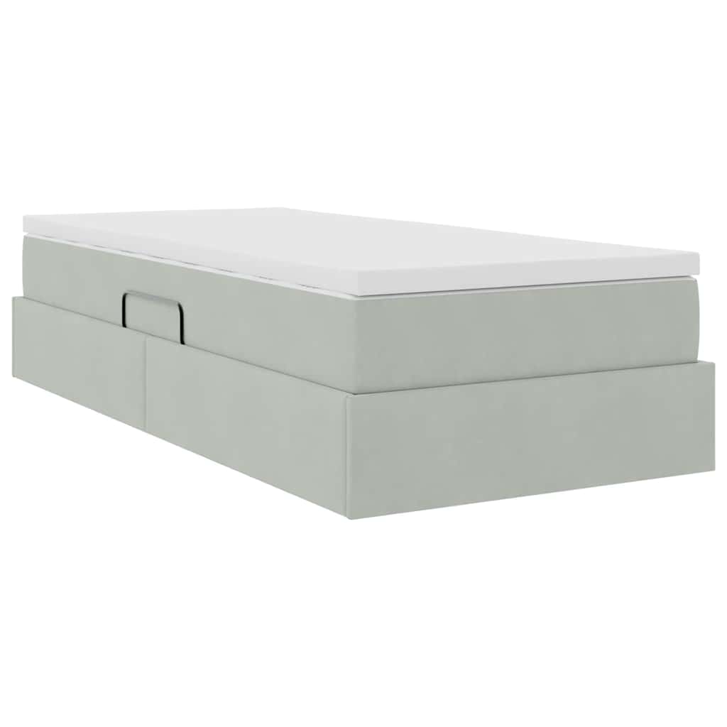 Letto con contenitore e materasso Grigio chiaro 90 x 190 cm | homemem39