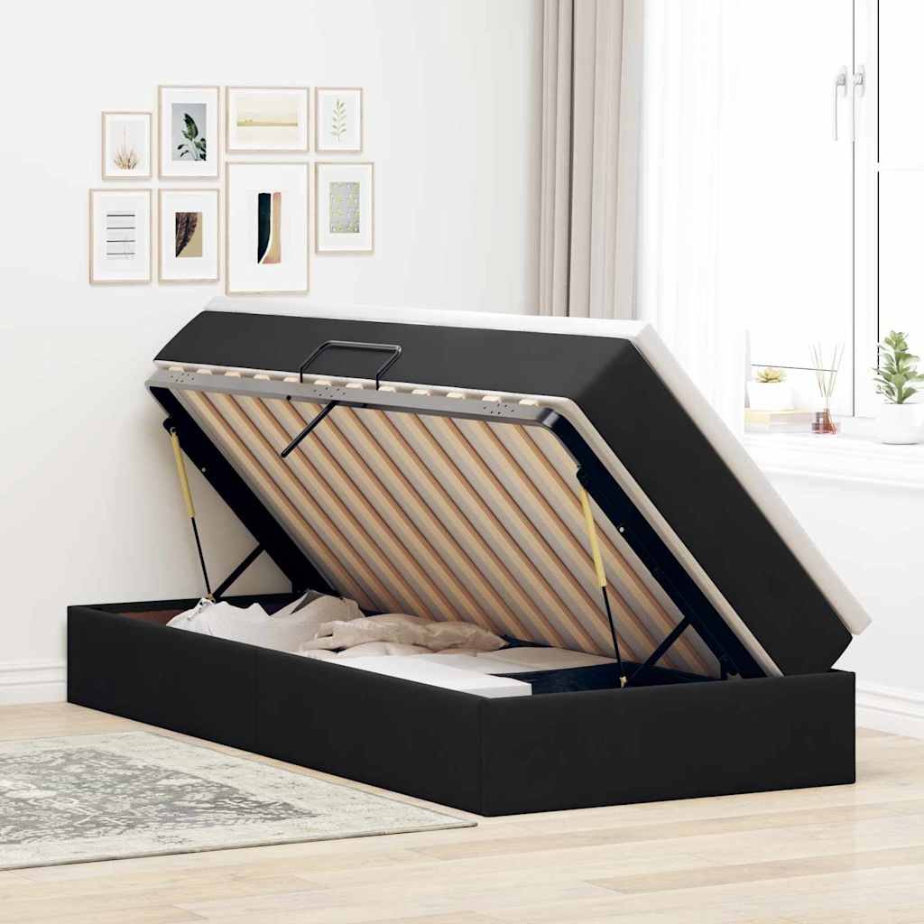 Letto con contenitore e materasso Nero 90 x 190 cm Velluto | homemem39