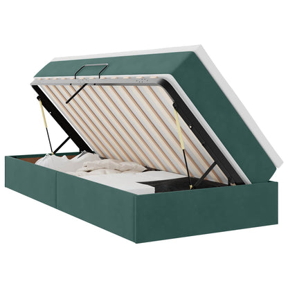Letto con contenitore e materasso Verde Scuro 90 x 190 cm | homemem39