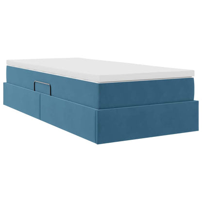 Letto con contenitore e materasso Blu Scuro 90 x 190 cm Velluto | homemem39