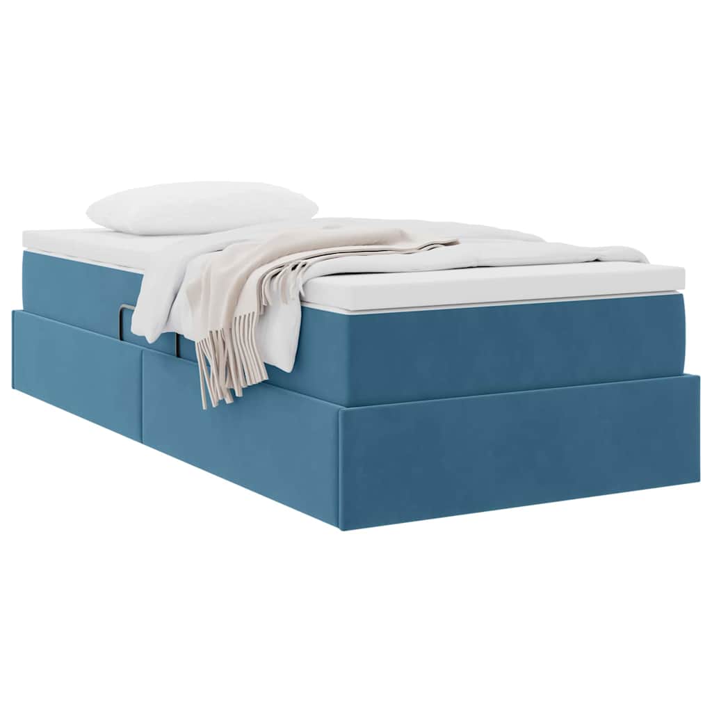 Letto con contenitore e materasso Blu Scuro 90 x 190 cm Velluto | homemem39