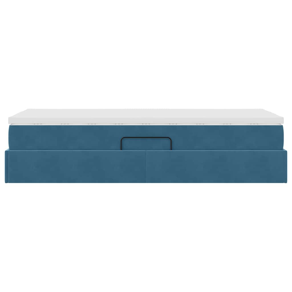 Letto con contenitore e materasso Blu Scuro 90 x 190 cm Velluto | homemem39