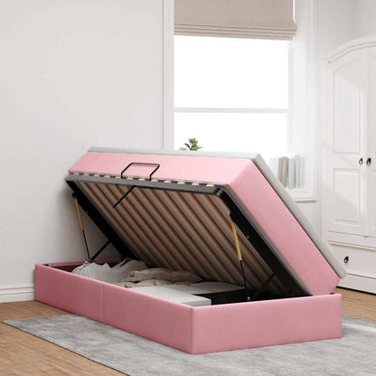 Letto con contenitore e materasso Rosa 90 x 190 cm Velluto | homemem39