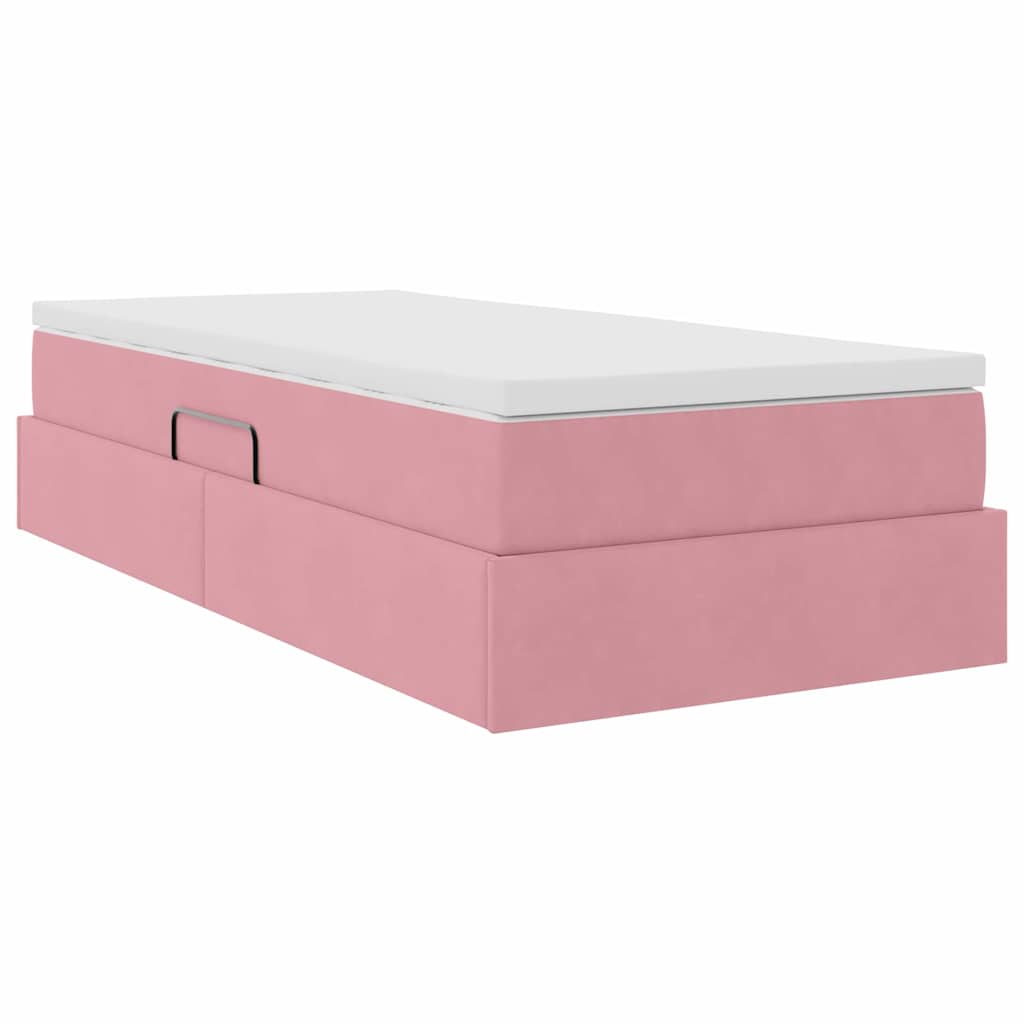 Letto con contenitore e materasso Rosa 90 x 190 cm Velluto | homemem39