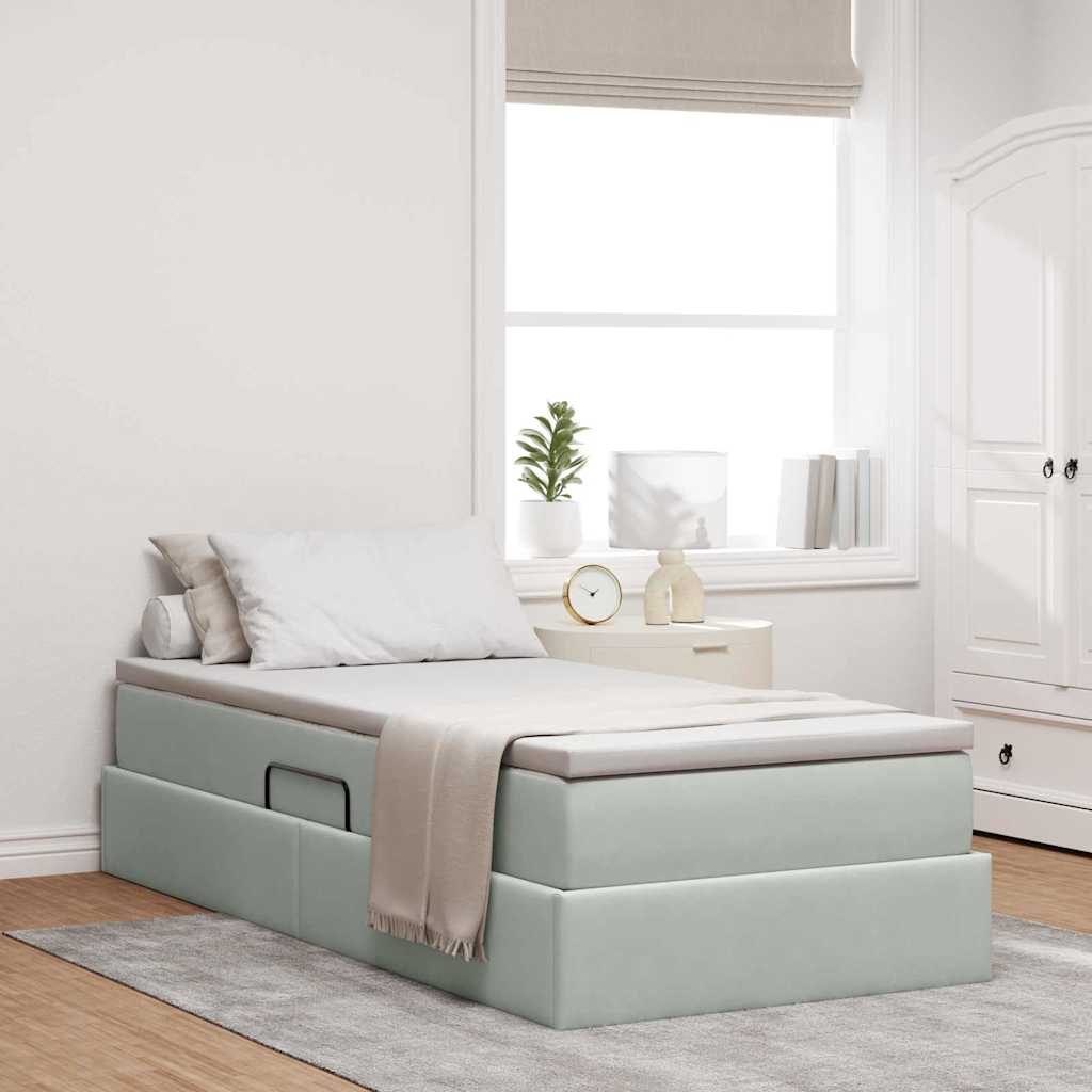 Letto con contenitore e materasso Grigio chiaro 90 x 200 cm | homemem39