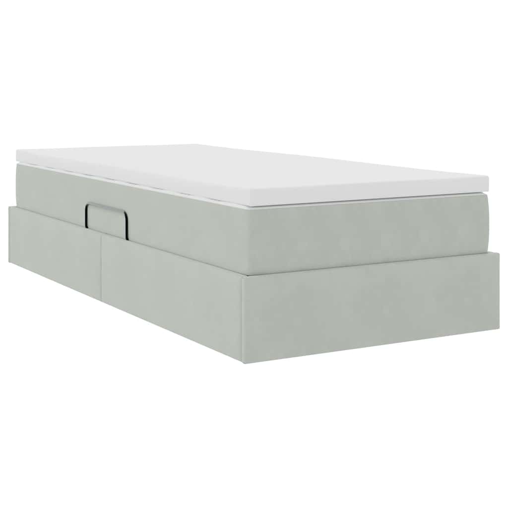 Letto con contenitore e materasso Grigio chiaro 90 x 200 cm | homemem39