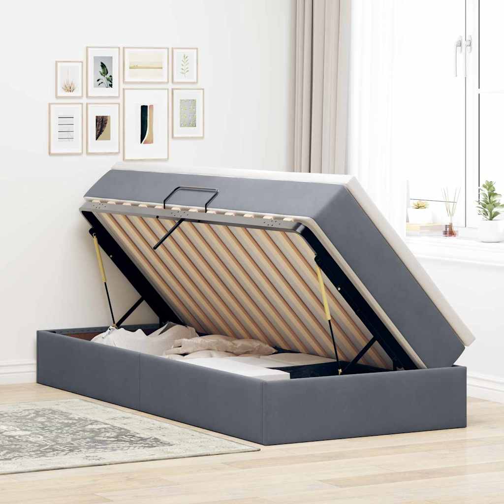 Letto con contenitore e materasso Grigio scuro 90 x 200 cm | homemem39