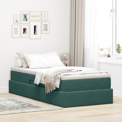 Letto con contenitore e materasso Verde Scuro 90 x 200 cm | homemem39