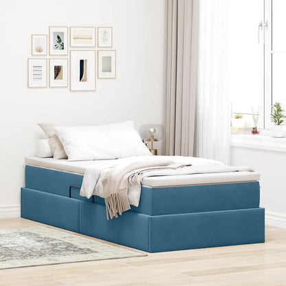 Letto con contenitore e materasso Blu Scuro 90 x 200 cm Velluto