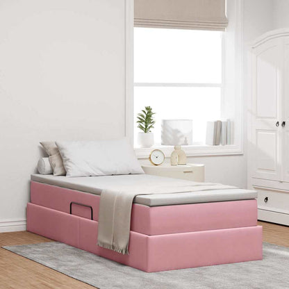 Letto con contenitore e materasso Rosa 90 x 200 cm Velluto | homemem39
