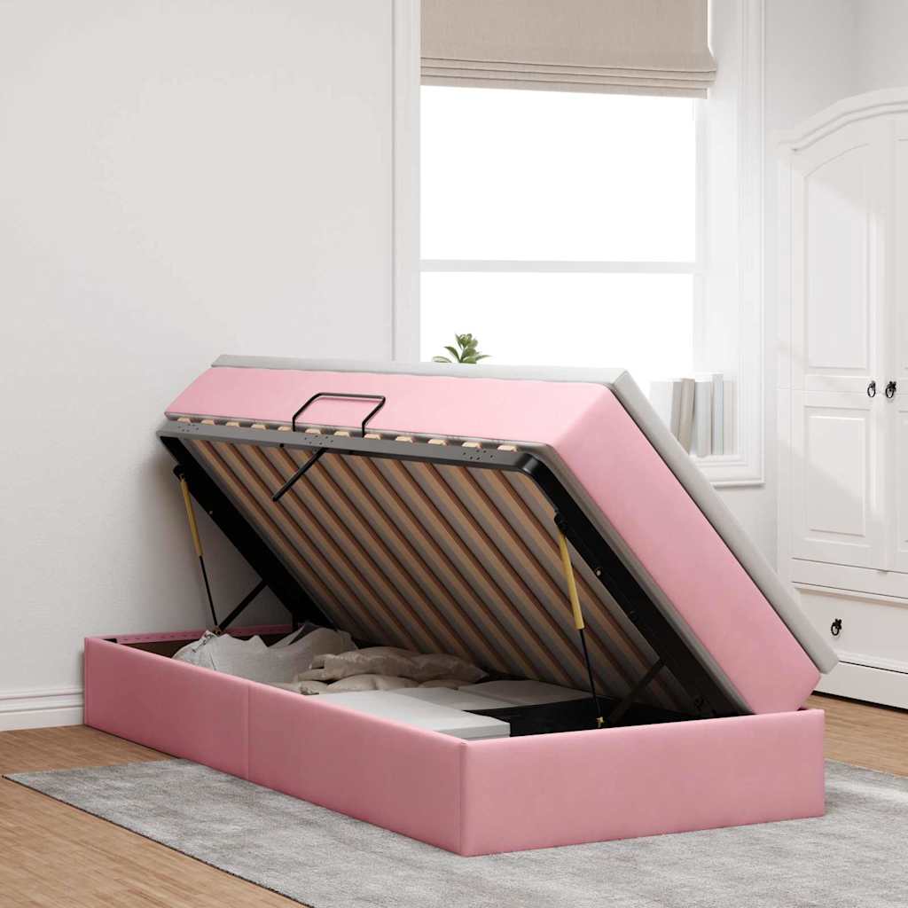 Letto con contenitore e materasso Rosa 90 x 200 cm Velluto | homemem39