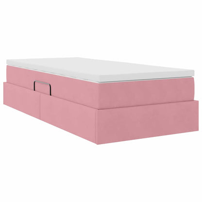 Letto con contenitore e materasso Rosa 90 x 200 cm Velluto | homemem39