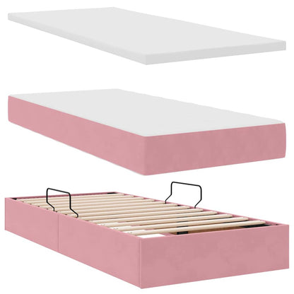 Letto con contenitore e materasso Rosa 90 x 200 cm Velluto | homemem39