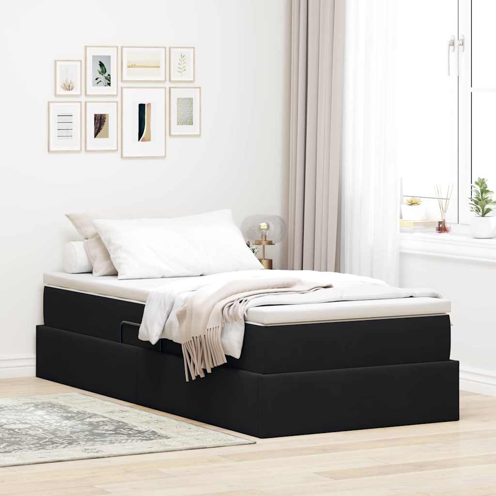Letto con contenitore e materasso Nero 100 x 200 cm Velluto | homemem39
