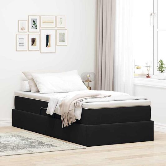 Letto con contenitore e materasso Nero 100 x 200 cm Velluto | homemem39