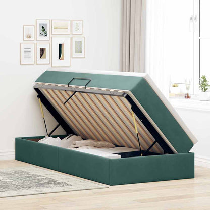 Letto con contenitore e materasso Verde Scuro 100 x 200 cm | homemem39
