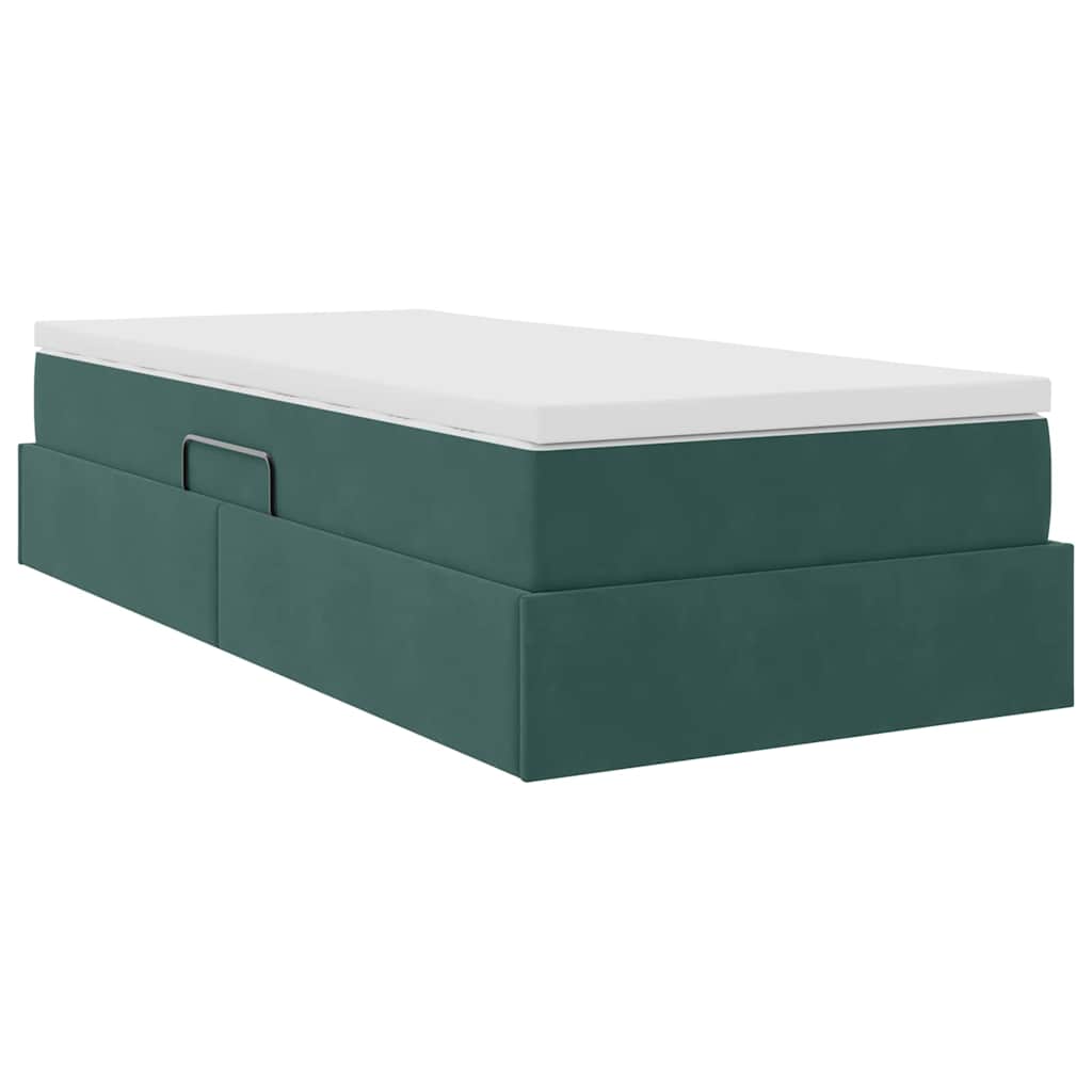 Letto con contenitore e materasso Verde Scuro 100 x 200 cm | homemem39