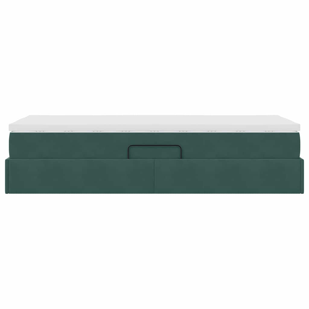Letto con contenitore e materasso Verde Scuro 100 x 200 cm | homemem39