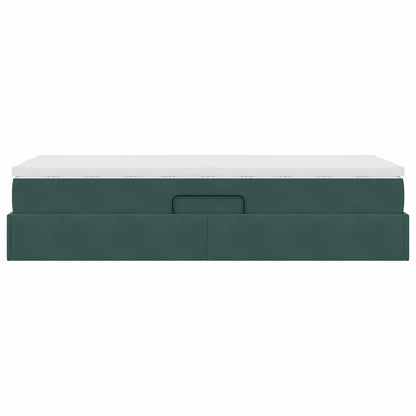 Letto con contenitore e materasso Verde Scuro 100 x 200 cm | homemem39