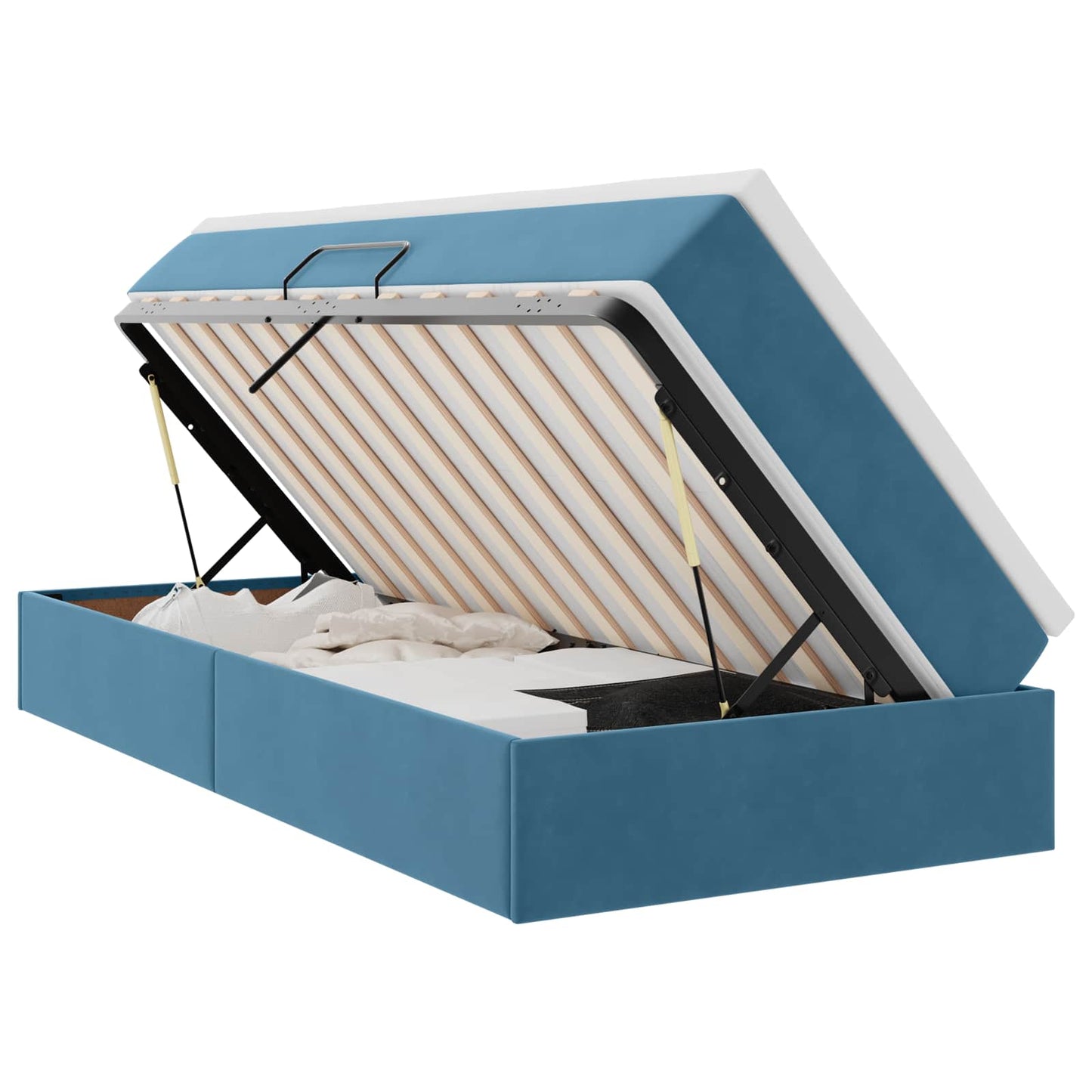 Letto con contenitore e materasso Blu Scuro 100 x 200 cm | homemem39