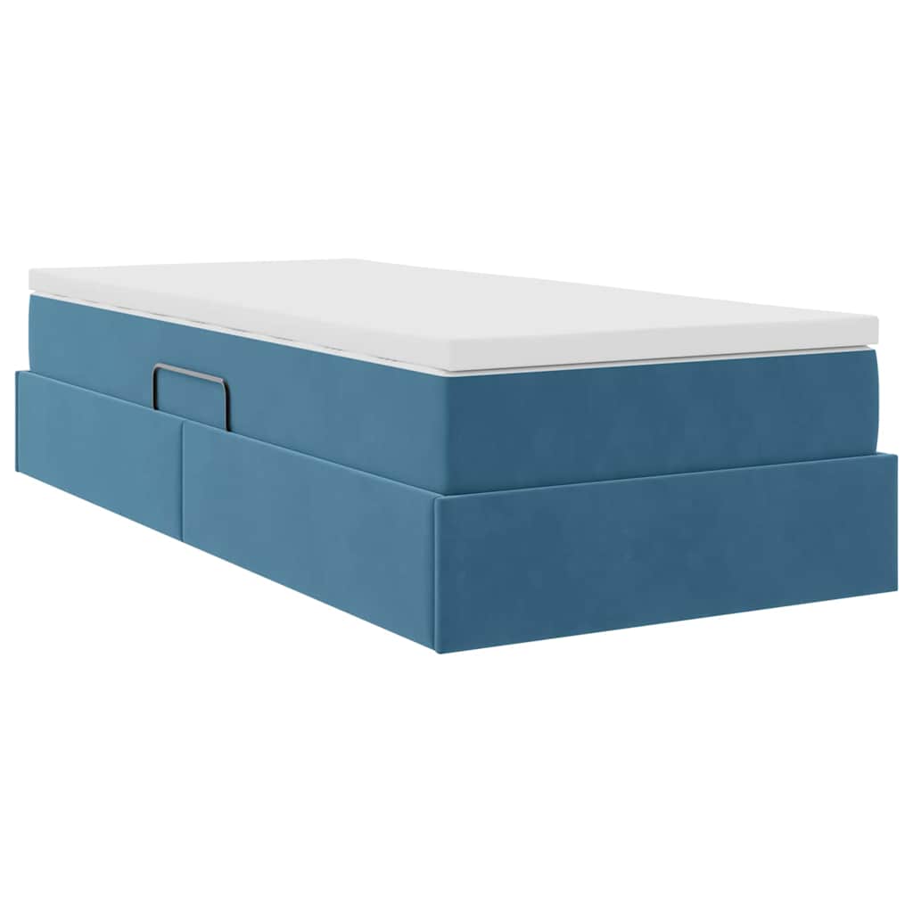 Letto con contenitore e materasso Blu Scuro 100 x 200 cm | homemem39
