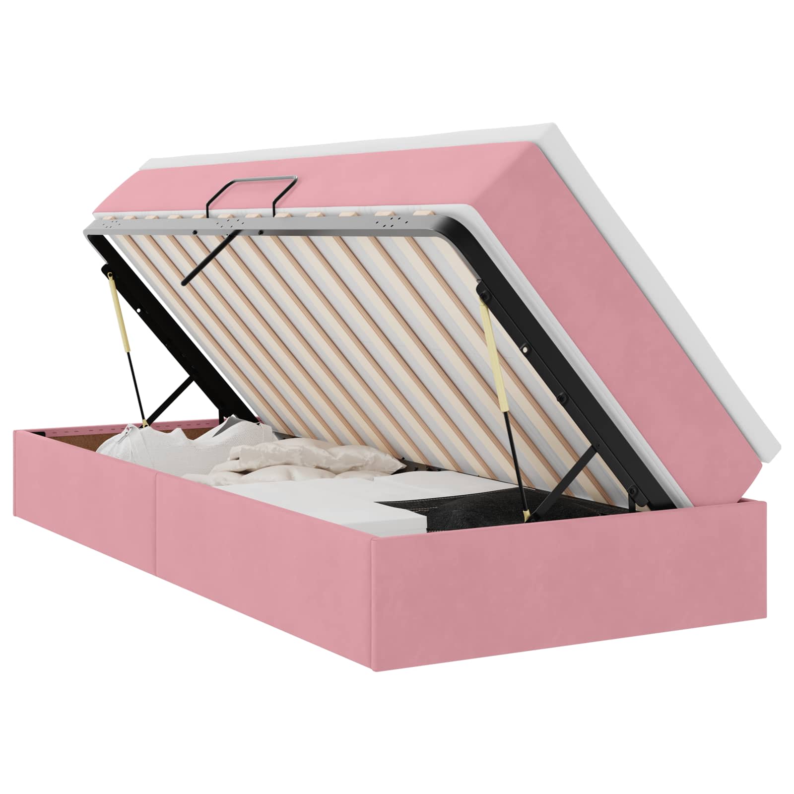 Letto con contenitore e materasso Rosa 100 x 200 cm Velluto | homemem39