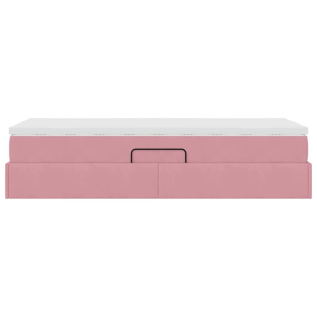 Letto con contenitore e materasso Rosa 100 x 200 cm Velluto | homemem39