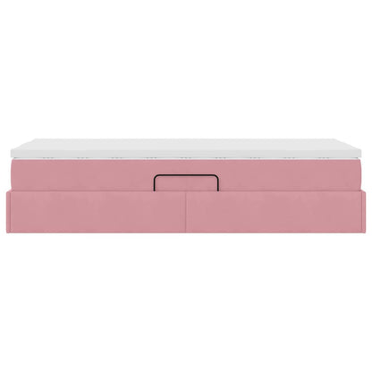 Letto con contenitore e materasso Rosa 100 x 200 cm Velluto | homemem39