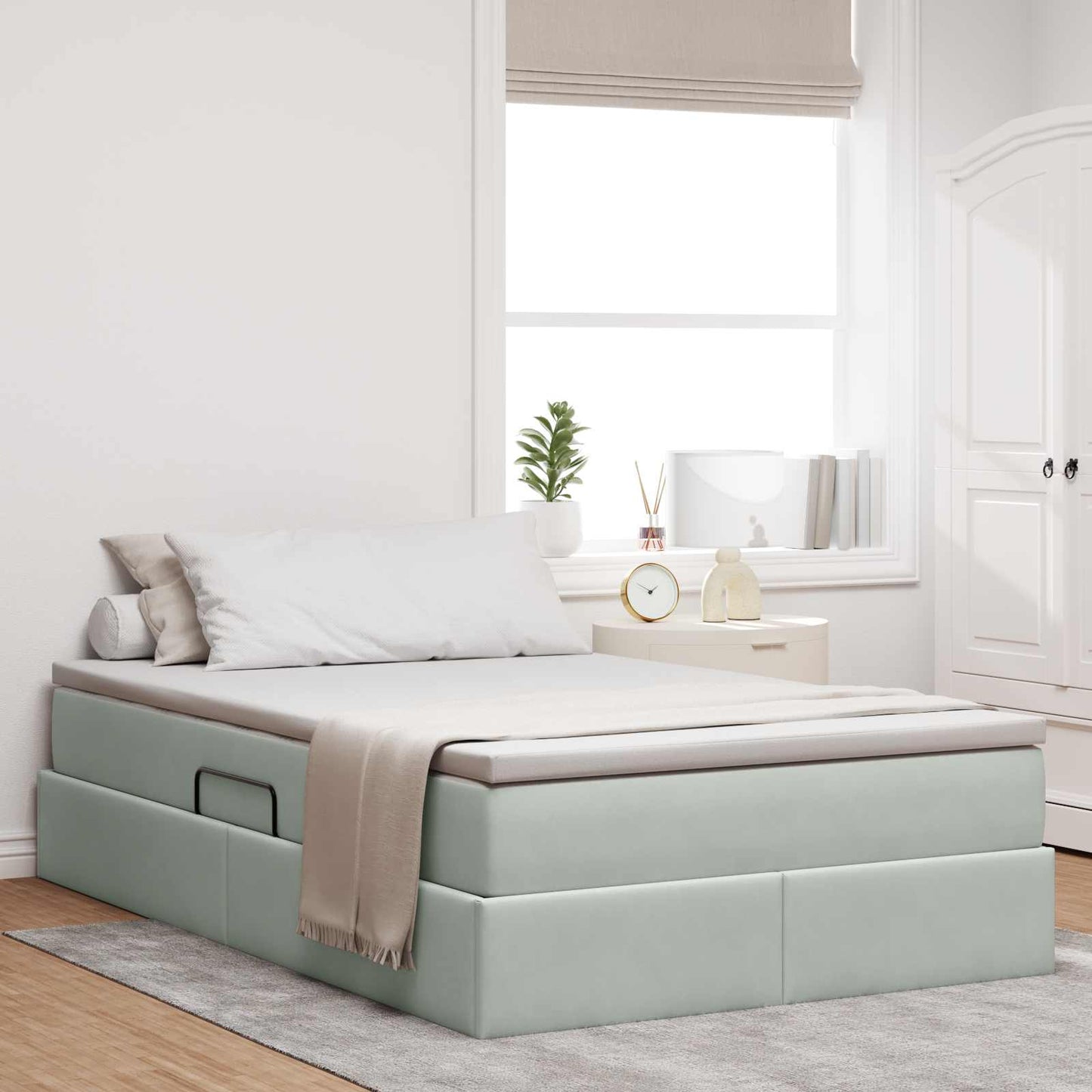 Letto con contenitore e materasso Grigio chiaro 120 x 190 cm | homemem39