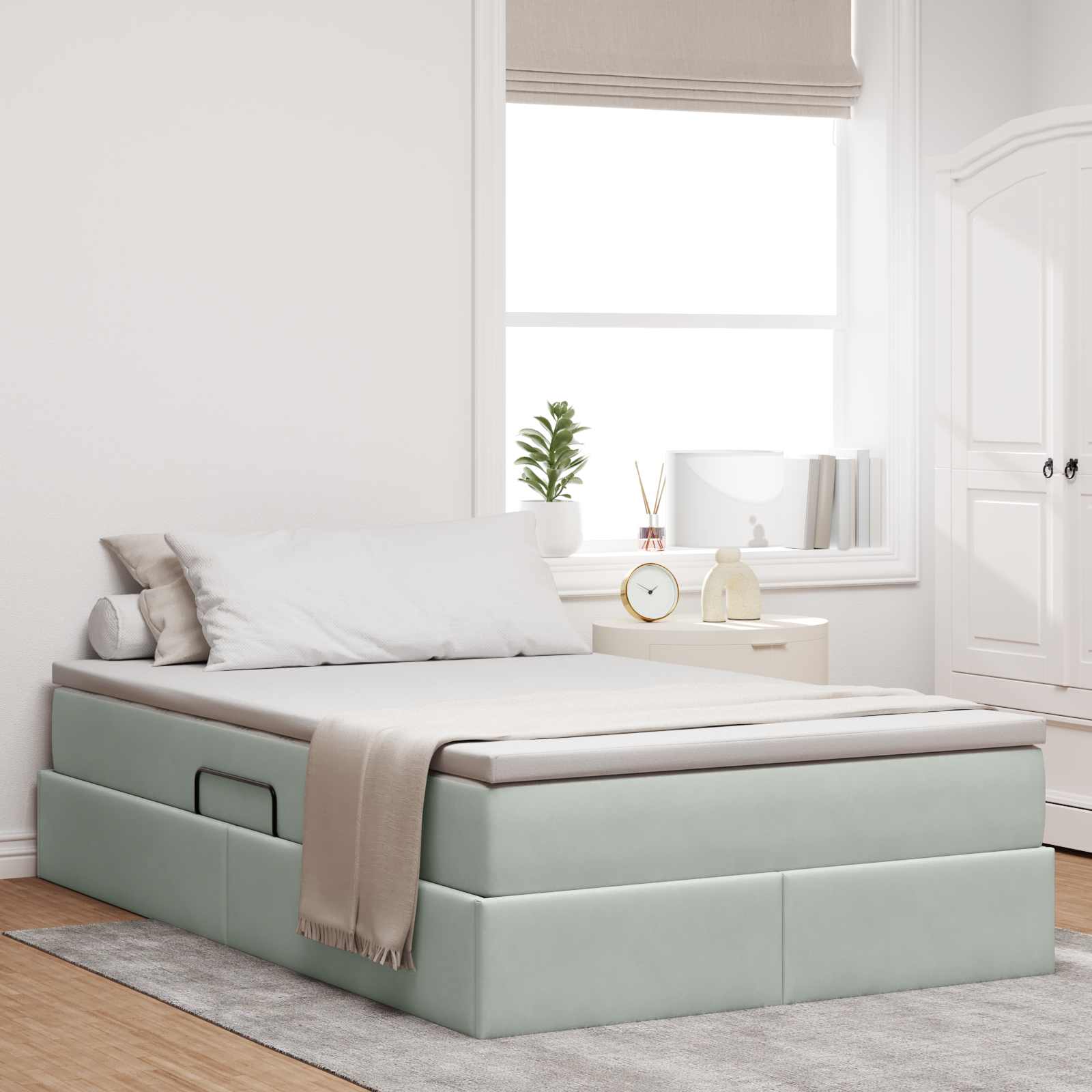 Letto con contenitore e materasso Grigio chiaro 120 x 190 cm | homemem39