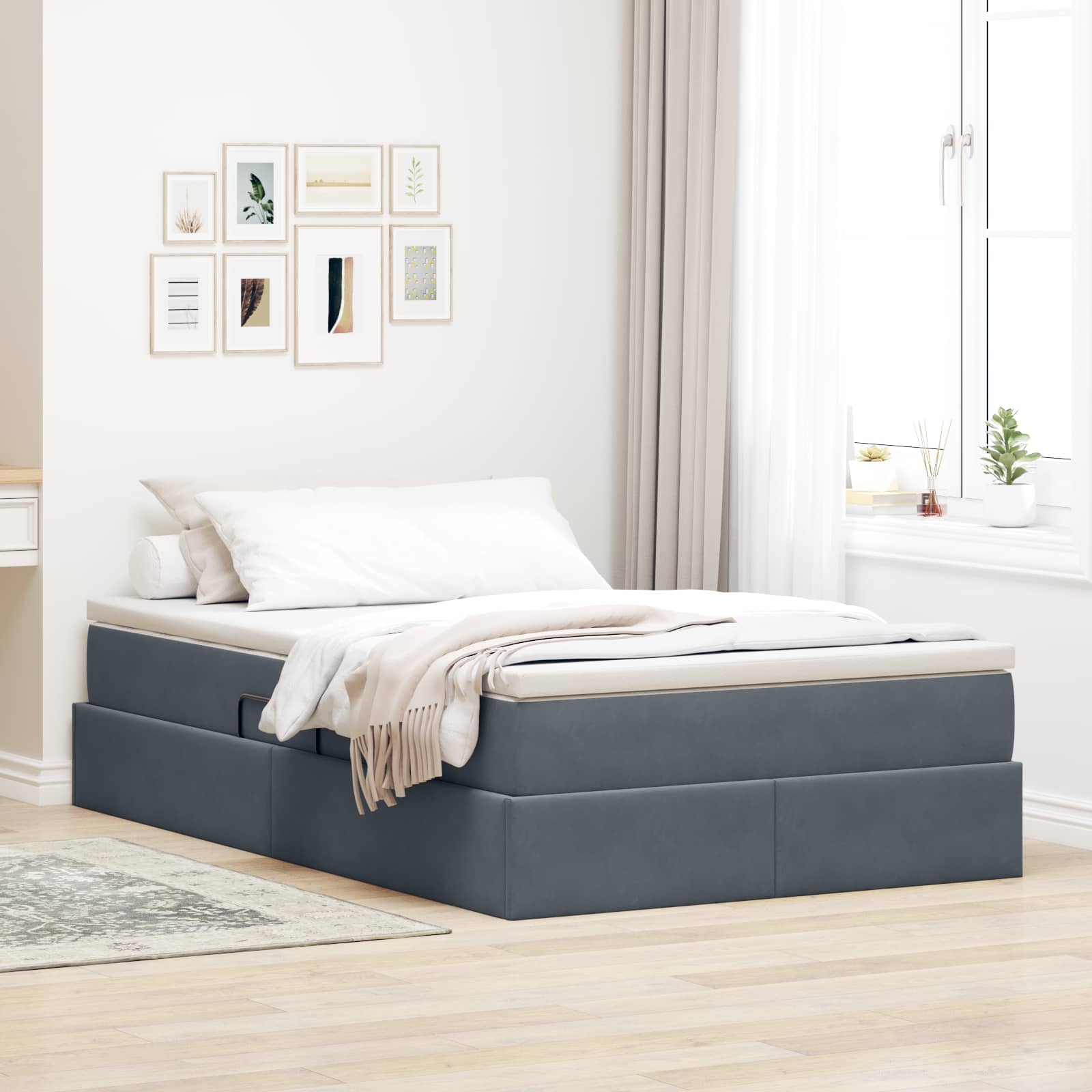 Letto con contenitore e materasso Grigio scuro 120 x 190 cm | homemem39