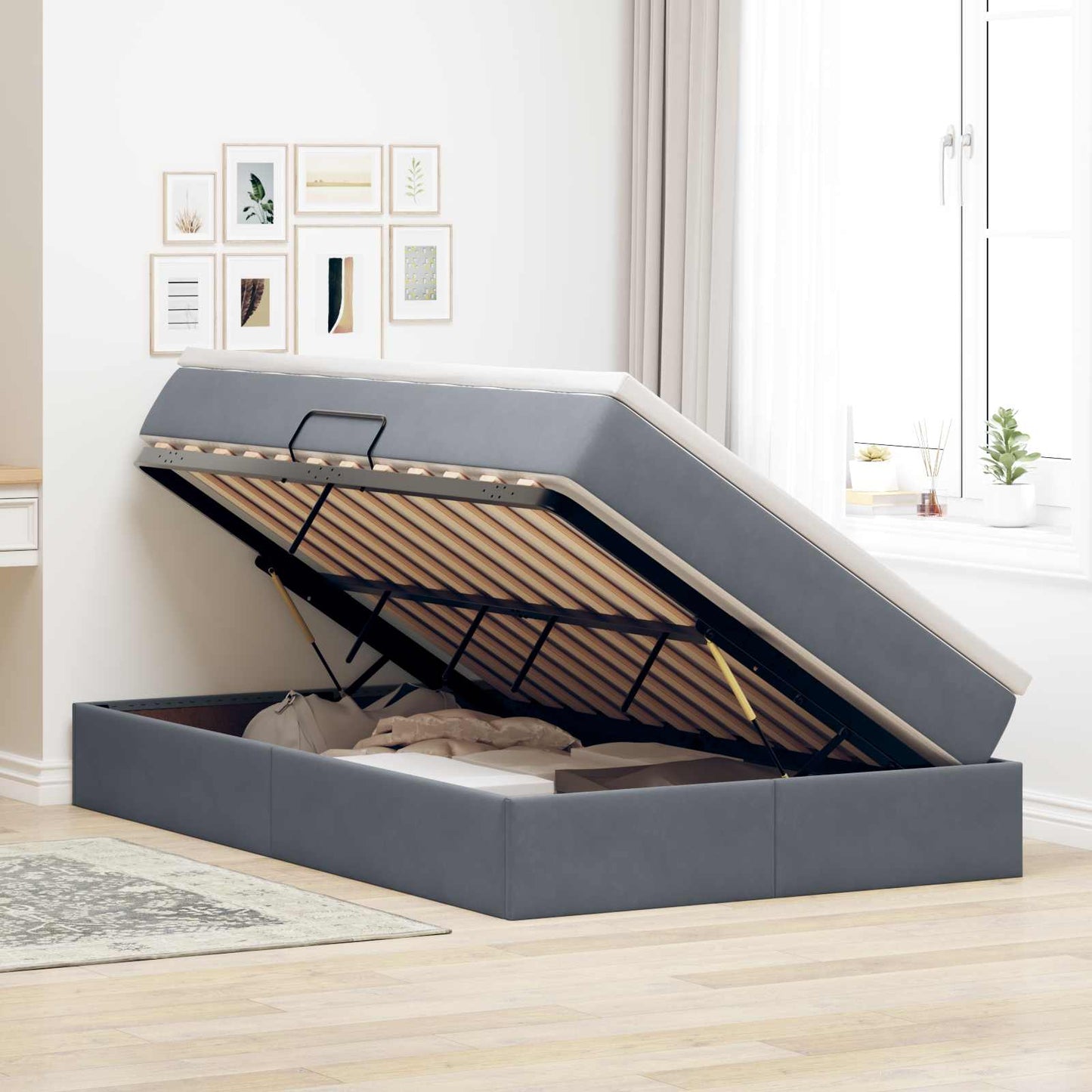 Letto con contenitore e materasso Grigio scuro 120 x 190 cm | homemem39