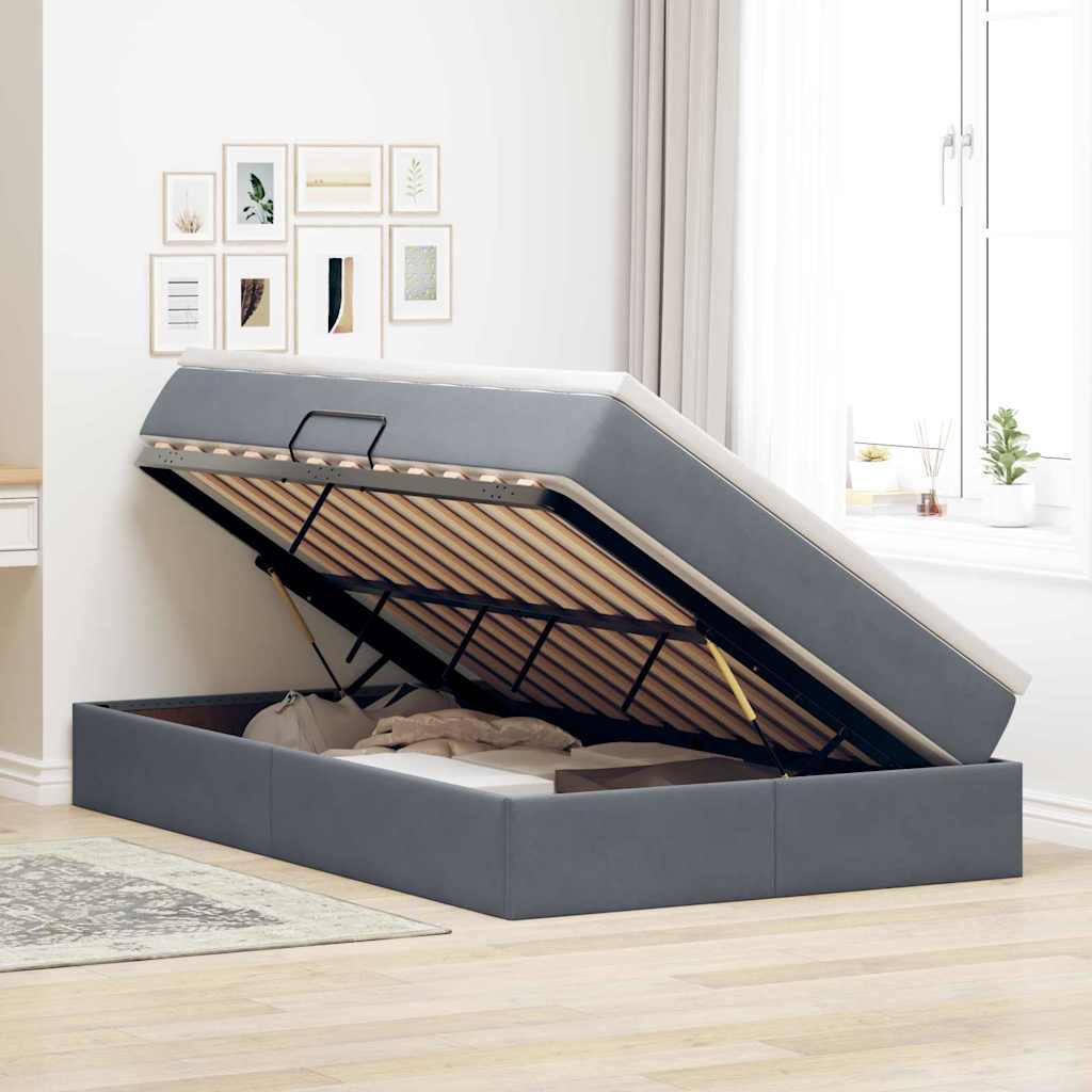 Letto con contenitore e materasso Grigio scuro 120 x 200 cm | homemem39
