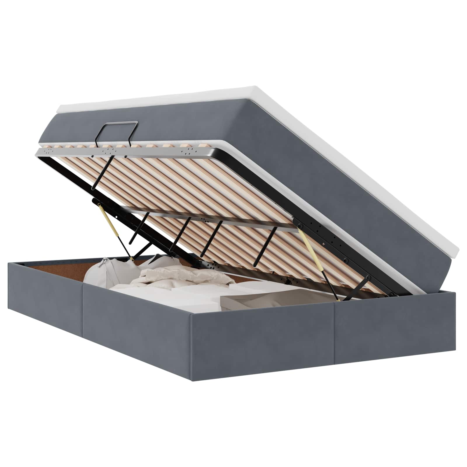 Letto con contenitore e materasso Grigio scuro 120 x 200 cm | homemem39